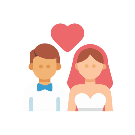 Vector wedding couple with heart on a black backgroundのイラスト素材
