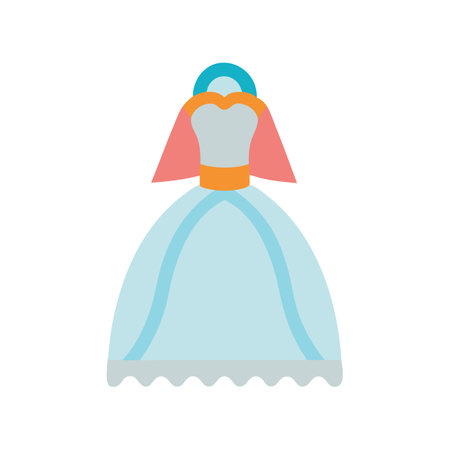 Flat design wedding dress isolated on black backgroundのイラスト素材