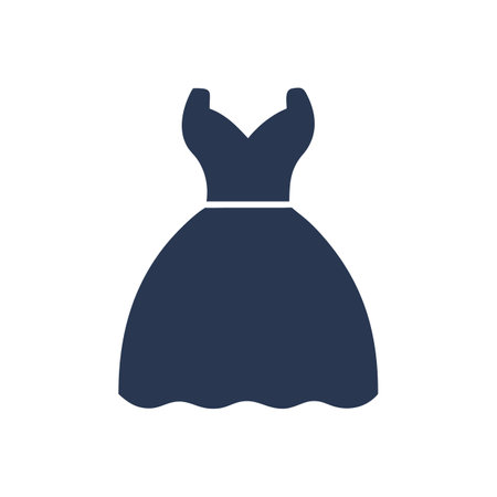 Elegant navy blue dress silhouette on a black backgroundのイラスト素材