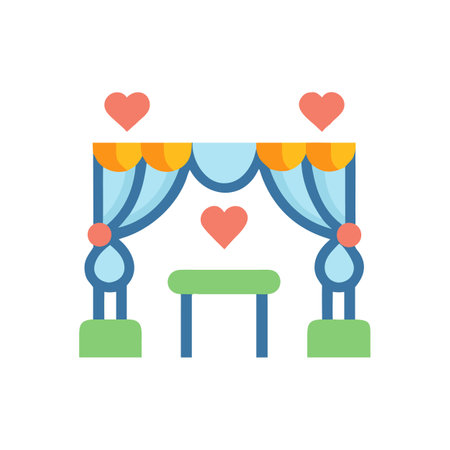 Stylized flat wedding stage backdrop with hearts icon designのイラスト素材