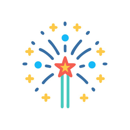 Celebration firework with star flat illustration graphic assetのイラスト素材