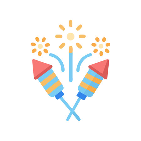 Festive fireworks illustration on black background for celebration eventsのイラスト素材