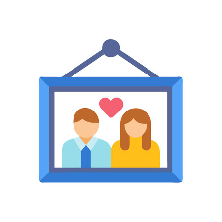 Stylized portrait of a loving couple within picture frameのイラスト素材