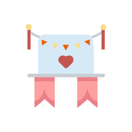 Celebration bunting illustration with flags and heart symbolのイラスト素材