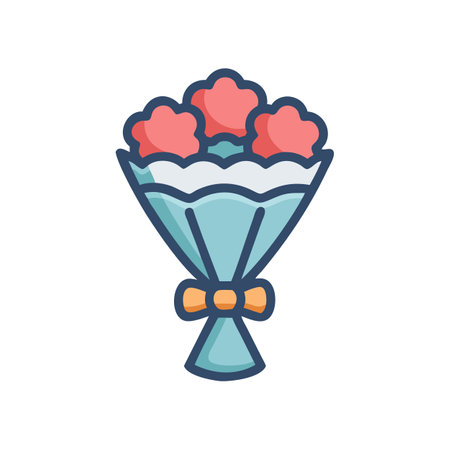 Illustration of a stylized floral bouquet with a ribbonのイラスト素材
