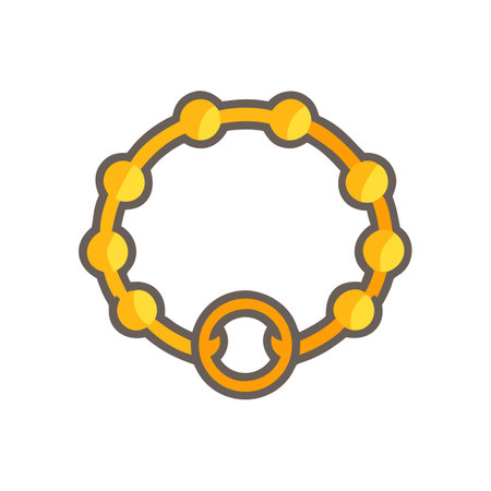 Stylized yellow beaded bracelet illustration on a black backgroundのイラスト素材