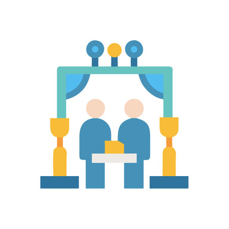 Simple flat design team working together at conference tableのイラスト素材