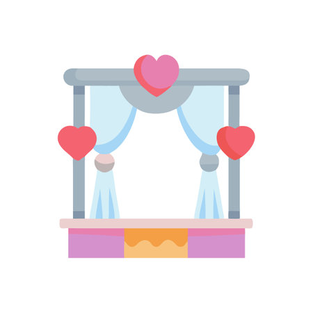 Romantic stage with hearts flat vector illustration conceptのイラスト素材
