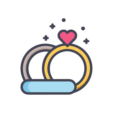 Stylized wedding rings icon on black background representing commitmentのイラスト素材