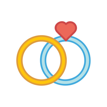 Minimalistic wedding rings graphic with small heart on topのイラスト素材