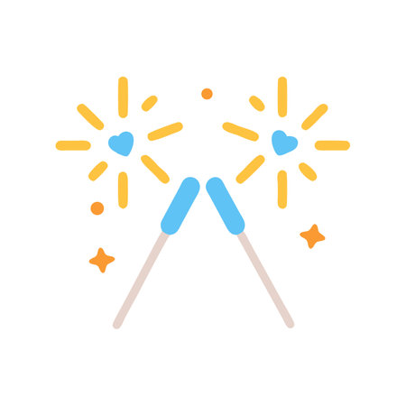 Pair of heart sparklers creating a celebratory atmosphere iconのイラスト素材