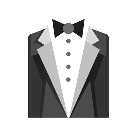 Modern flat design tuxedo illustration on a black backgroundのイラスト素材