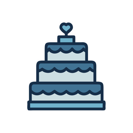 Three tier wedding cake with heart in flat designのイラスト素材