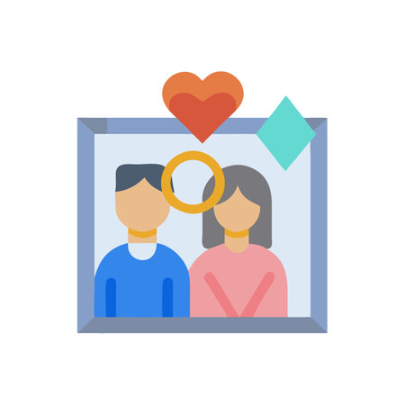 Flat vector icon of a loving couple photographのイラスト素材