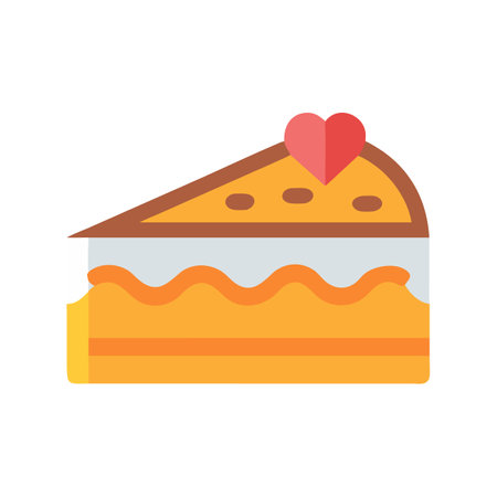 Simple slice of layered cake with a red heartのイラスト素材