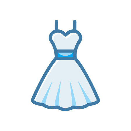 Elegant blue and white dress on black backgroundのイラスト素材