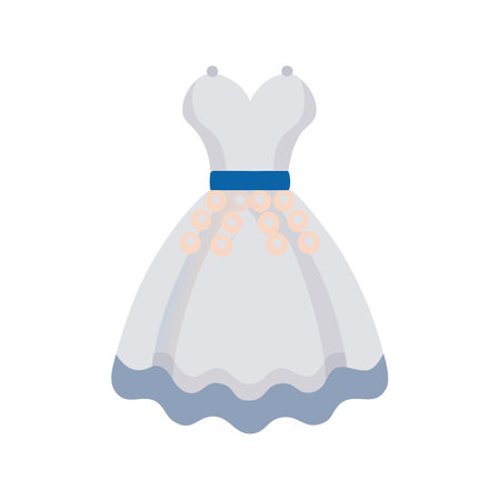 Flat Illustration of an Isolated Elegant White Wedding Dressのイラスト素材