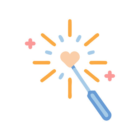 Whimsical Heart Wand Flat Design Icon Illustrationのイラスト素材