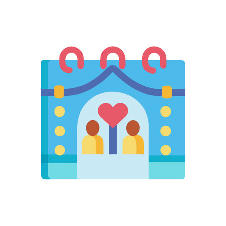 Stylized calendar icon featuring a couple and a heartのイラスト素材