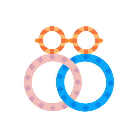 Interlocking abstract circles create a playful pattern on blackのイラスト素材