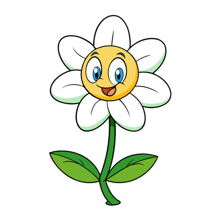 Happy cartoon flower with a cute smiling faceのイラスト素材