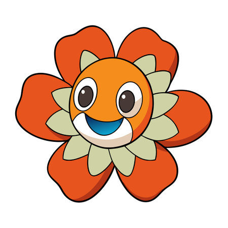 Cartoon flower character illustration on a white backgroundのイラスト素材