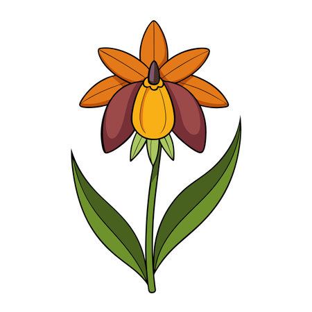 Stylized flower illustration with autumn color palette isolatedのイラスト素材