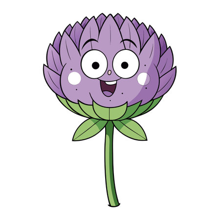 Cheerful Cartoon Flower Illustration with a Smiling Faceのイラスト素材