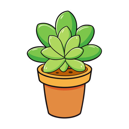 Cartoon succulent plant in a terracotta pot illustrationのイラスト素材