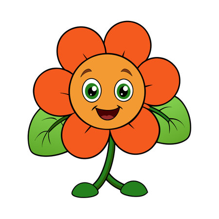 Happy cartoon flower character with a big smileのイラスト素材