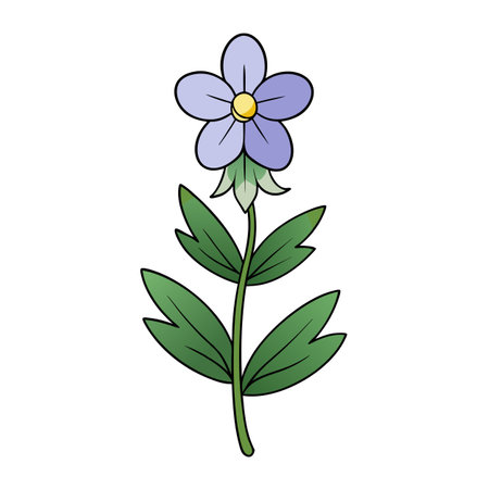 Illustration of a flowering plant with green leavesのイラスト素材
