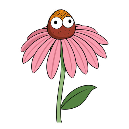Cartoon flower with eyes on white background illustrationのイラスト素材