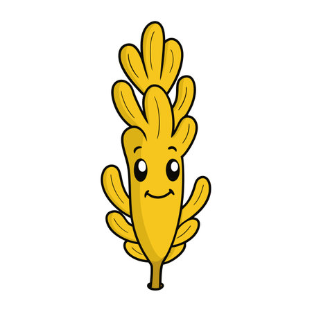 Cartoon happy wheat stalk illustration on a white backgroundのイラスト素材