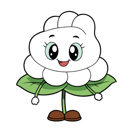 Cartoon Flower Character with Smiling Face Illustration Designのイラスト素材