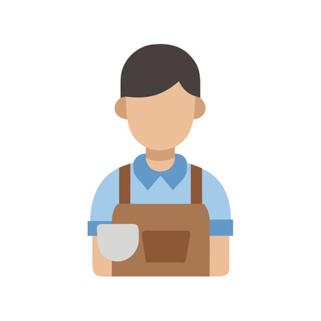 Flat icon illustration of a service worker with apronのイラスト素材