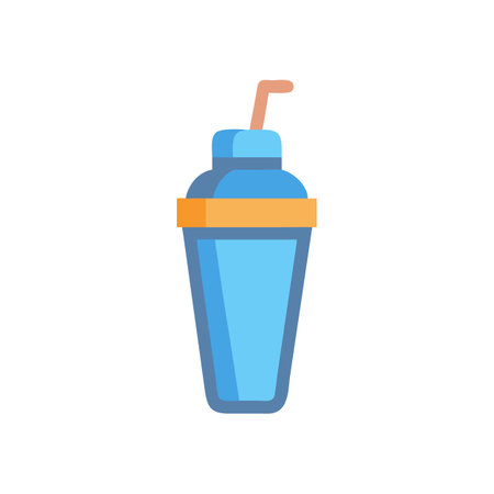 Stylized blue shaker with straw against a black backgroundのイラスト素材