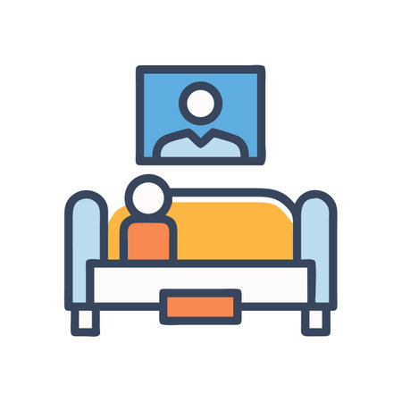 Person resting on a couch with portrait iconのイラスト素材