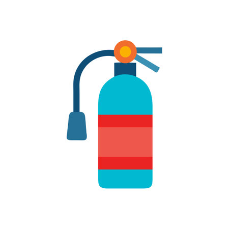Flat vector fire extinguisher illustration on black backgroundのイラスト素材