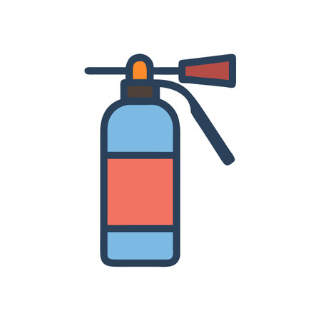 Minimalist illustration of fire extinguisher on a black backgroundのイラスト素材