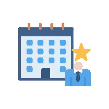 Employee performance review meeting scheduled on company calendar dateのイラスト素材