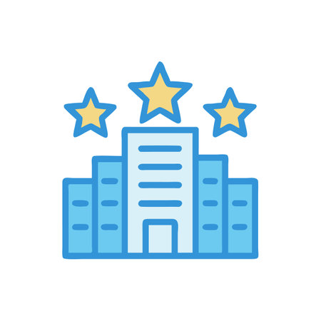 Modern building with three stars on black backgroundのイラスト素材