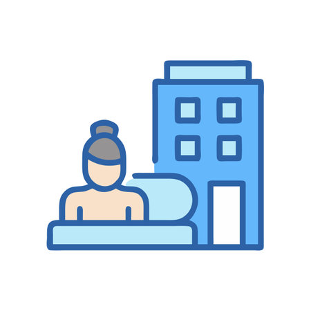 Spa Resort Icon with Building and Hot Tub Symbolのイラスト素材