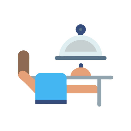 Waiter serving food, flat design, against a black backgroundのイラスト素材