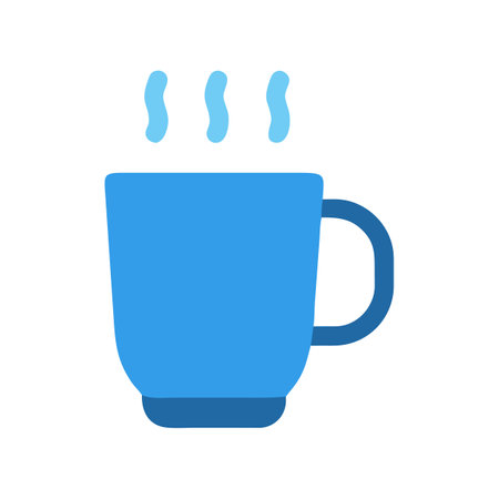 Simple blue mug with steam on a black backgroundのイラスト素材