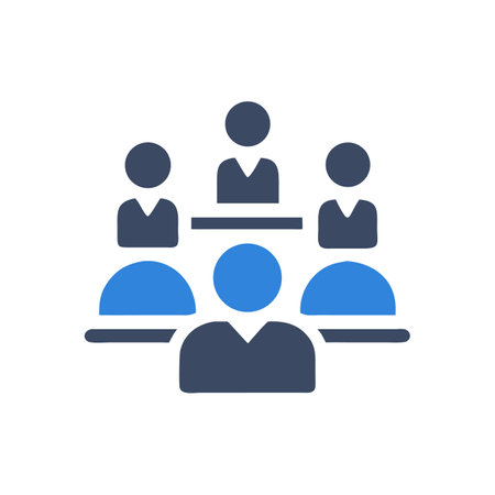 Team collaboration vector illustration in blue and gray tonesのイラスト素材