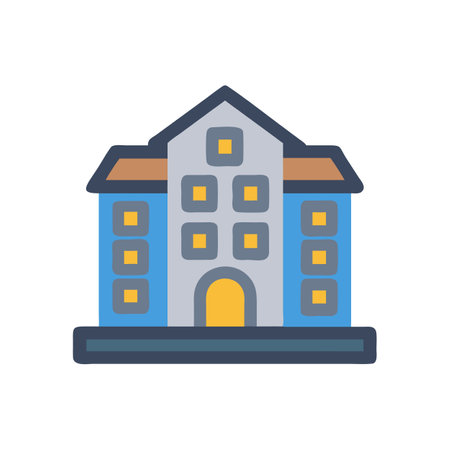Illustration of a building with minimalist design and flat styleのイラスト素材