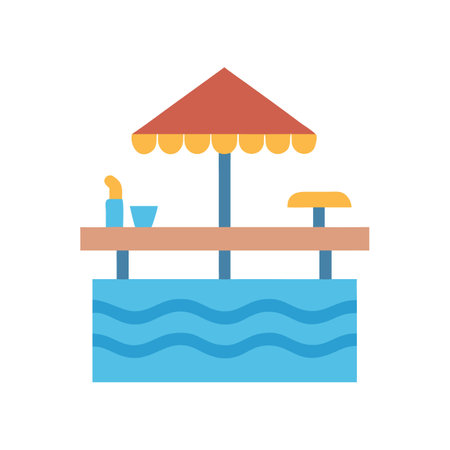 Colorful flat design icon of a beachside drink standのイラスト素材