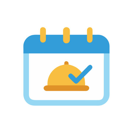 Food order confirmation on calendar, catering schedule concept iconのイラスト素材