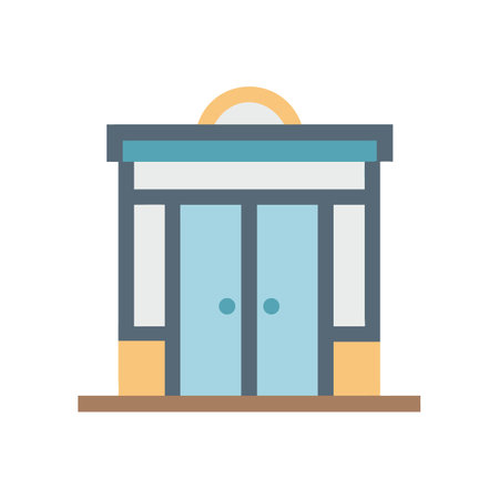 Flat design illustration of building double doors entranceのイラスト素材