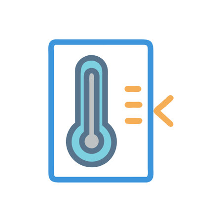Thermometer inside rectangular panel icon with indicators and arrowのイラスト素材